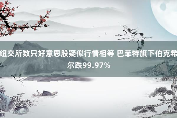 纽交所数只好意思股疑似行情相等 巴菲特旗下伯克希尔跌99.97%