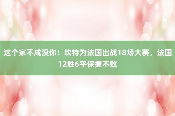 这个家不成没你！坎特为法国出战18场大赛，法国12胜6平保握不败