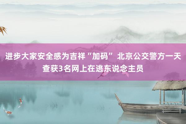 进步大家安全感为吉祥“加码” 北京公交警方一天查获3名网上在逃东说念主员