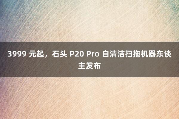 3999 元起，石头 P20 Pro 自清洁扫拖机器东谈主发布