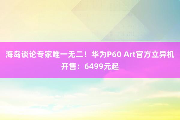 海岛谈论专家唯一无二！华为P60 Art官方立异机开售：6499元起