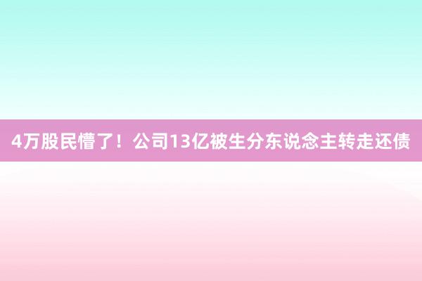 4万股民懵了！公司13亿被生分东说念主转走还债