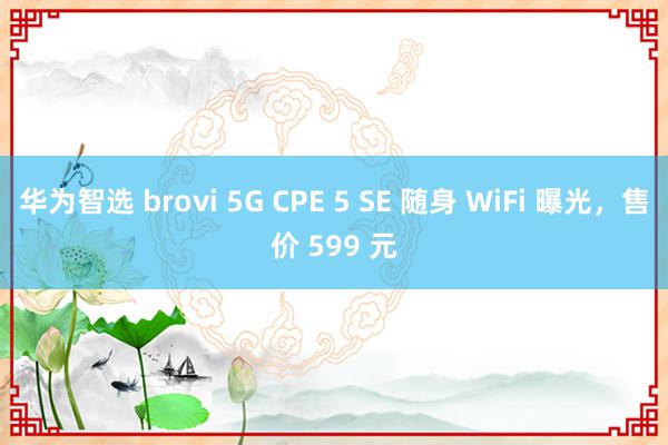 华为智选 brovi 5G CPE 5 SE 随身 WiFi 曝光，售价 599 元